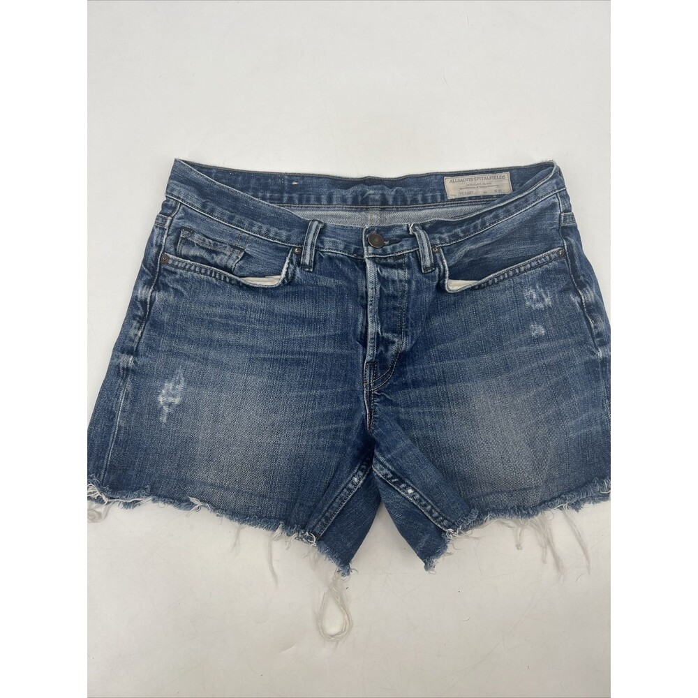 AllSaints Spitalfields Blue Cotton Woburn Women's Jean Shorts Size 27